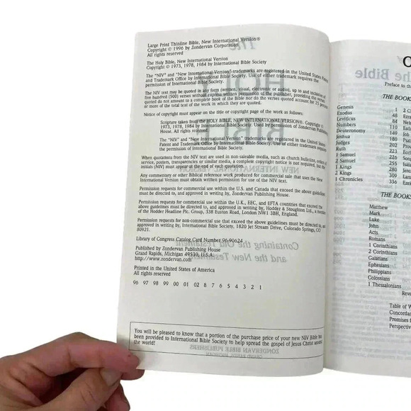 NEW NIV Thinline Large Print Portable Holy Bible Hardcover Extra-Thin Edition - Picture 2 of 4